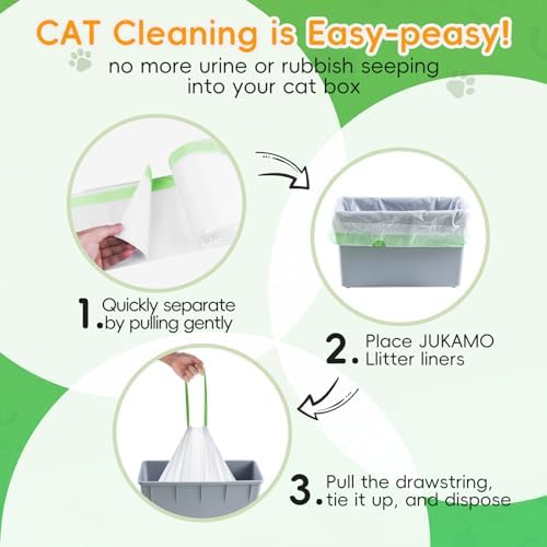 60 Pack Cat Litter Box Liners for Meo Want SC01, 1.5 Mil Thick Drawstring Heavy - Image 6