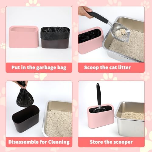 Metal Cat Litter Scoop with Holder, Lidded Caddy Set - Image 7