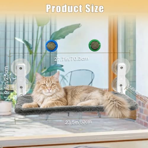 Cat Window Perch Hammock with 2 Washable Plush Covers, Cozy Window Bed - Image 7