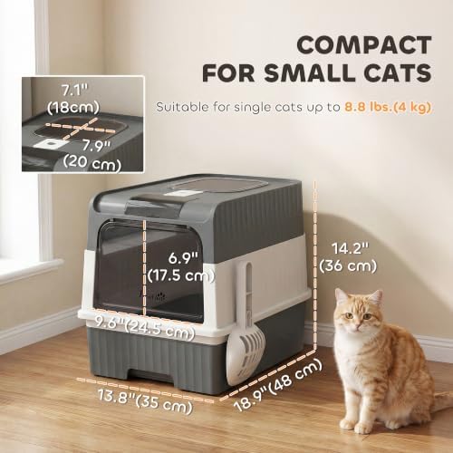 PawHut Cat Litter Box with Lid, Pull-Out Drawer Tray - Image 7