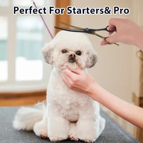 7" Curved Fluffer Dog Grooming Scissors, 43Teeth Piano Shape - Image 7
