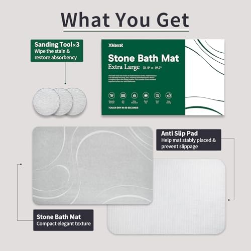 XMarrat Extra Large Stone Bath Mat, Diatomaceous Earth Mat, 31.5"x19.7" - Image 6