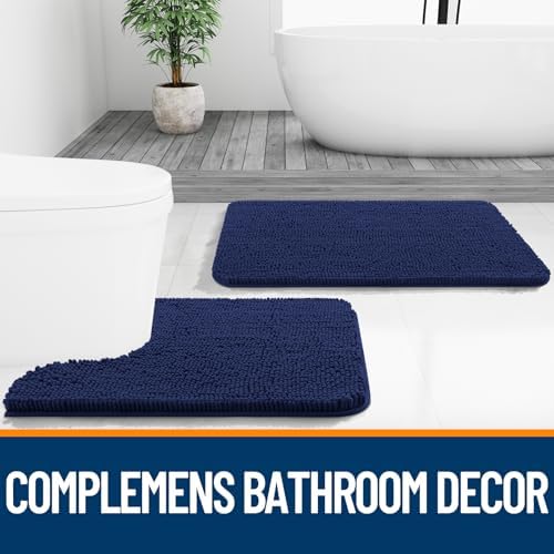 OLANLY Small Bathroom Rugs 24x16, Soft Absorbent Chenille Bath Rugs, Rubber - Image 7