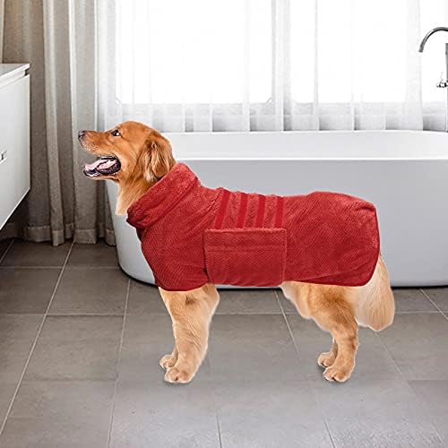 Geyecete Pineapple Grid Fast Drying Super Absorbent Dog Cat Bath Robe Towel - Image 6