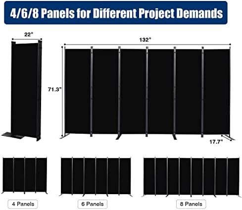 Room Divider 6 Panel-132''Wide, 6FT Room Dividers and Folding Privacy Screen - Image 6