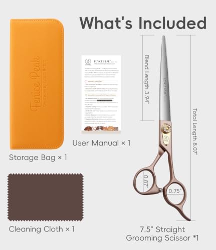 7.5'' Dog Straight Scissors for Grooming 440C Stainless Steel Rose Gold - Image 7