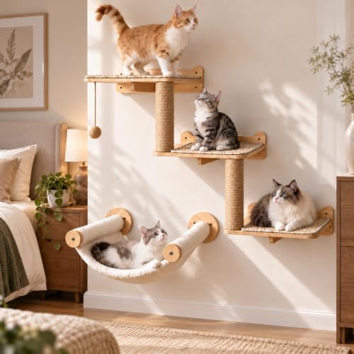 Cat Wall Shelves Wall Mounted Cat Climbing Set - Image 7