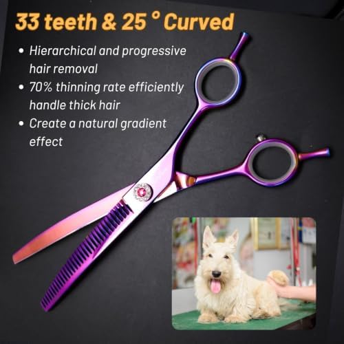 7in 25° Curved 33 Teeth Chunker Dog Grooming Scissors - Image 7
