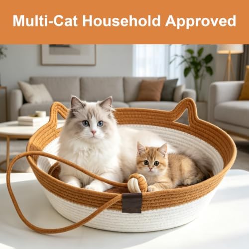 2-in-1 Cat Bed with Scratch Pad, Cotton Rope Woven, Removable Breathable - Image 7