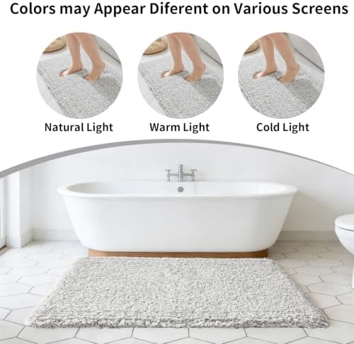 Disolla Grey & White Bathroom Runner Rug 24x59, Soft Plush Large Bath Mat - Image 7