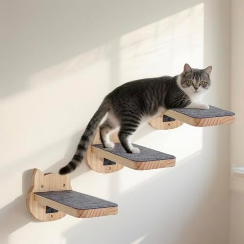 ESPETS Natural Solid Wood Cat Wall Floating Steps - Image 7