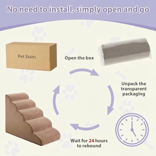 LEXTRO Dog Stairs for High Beds, 5-Steps Pet Steps for Bed, Pet Stairs - Image 6