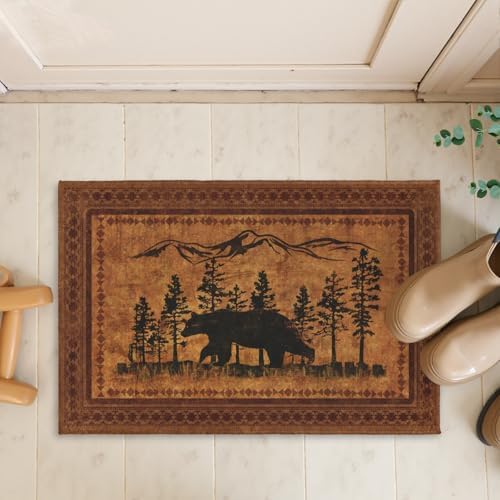 Giwawa Forest Bear Bath Rug Rustic Cabin Absorbent Plush Floor Mat 16"x24" Soft - Image 7
