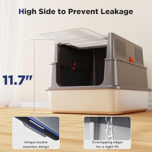 FURTIME Small Enclosed Stainless Steel Litter Box - Image 7