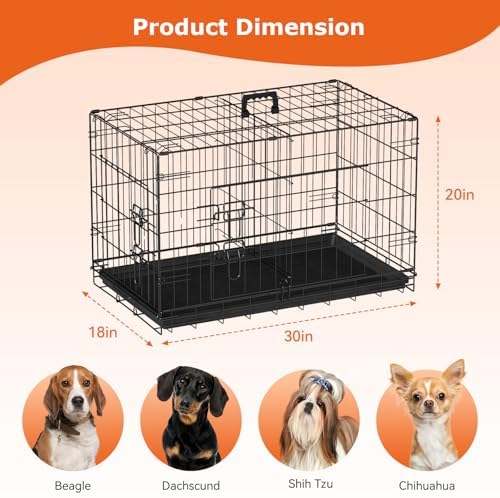 FDW | 30" Foldable Metal Dog Crate | Black | Cage - Image 7