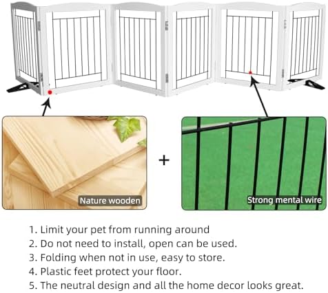 ZJSF Freestanding Dog Fence Indoor, Foldable Dog Gate - Image 6