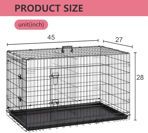 FDW | 45" Foldable Metal Dog Crate | Black | Cage - Image 7