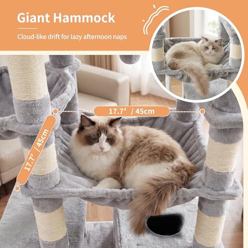 Heybly Floor to Ceiling Cat Tree, 104.7"-116.5" Height-Adjustable HCT92W - Image 7