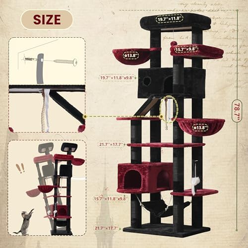 Gitelsnour Tall Cat Tree Tower for for Multiple Cats, Large Condo - Image 7