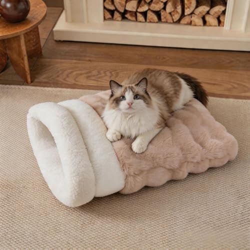 3 in 1 Semi-Enclosed Self Warming Burrow Cat Bed Sleeping Cave - Image 7