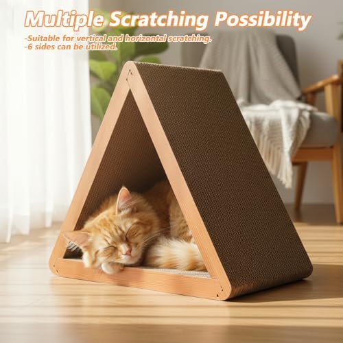 3-Sided Vertical Cat Scratching Post, Cat Scratcher Foldable, Triangle Cats - Image 7
