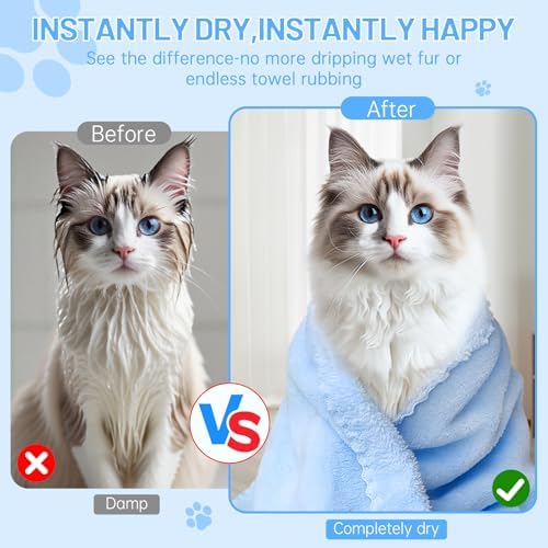 DuckSky 5Pcs 29.5 x 13.77'' Cat Towels Microfiber Pack Bulk, Quick Drying - Image 7