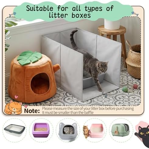 Cat Litter Box Enclosure with Splash Guard and Removable Mat, Easy Clean Pee - Image 6