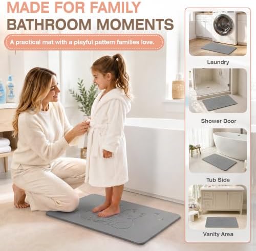 AWW Stone Bath Mat, Diatomaceous Earth, Cat Pattern - Image 6