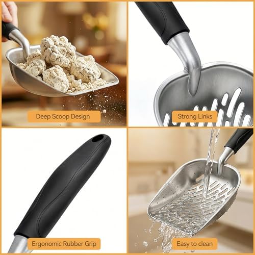 Cat Litter Scoop, Large Long Handle Kitty Metal Scooper - Image 7