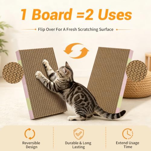 5-Pack Reversible Cat Scratcher Pad, Durable Scratching Board - Image 7