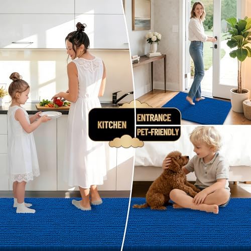 OLANLY Thick Chenille Absorbent Bathroom Rugs Mat 30x20, Deep Navy Blue - Image 6