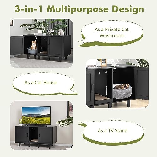 Tangkula Patented Double Cat Litter Box Enclosure - Image 7