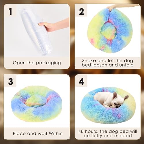 28in Large Dog Bed, Calming Donut Bed - Image 6