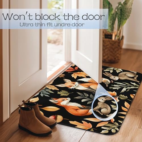 Retro Fox Bathroom Rug 29.5"x17", Leaves Quick-Drying Super Absorbent Diatomite - Image 7