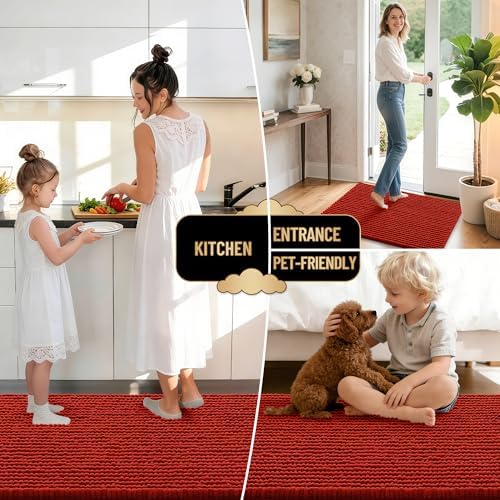 OLANLY Thick Chenille Absorbent Bathroom Rugs Mat 30x20, Rustic Terracotta - Image 6