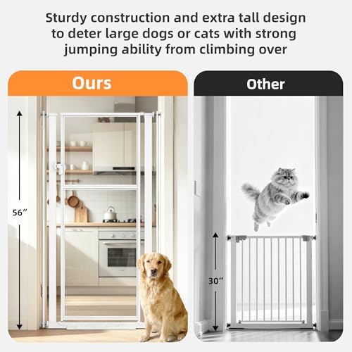 56" Extra Tall Clear Cat Gate, 29.5‑33.5" Wide Pet Gate - Image 6