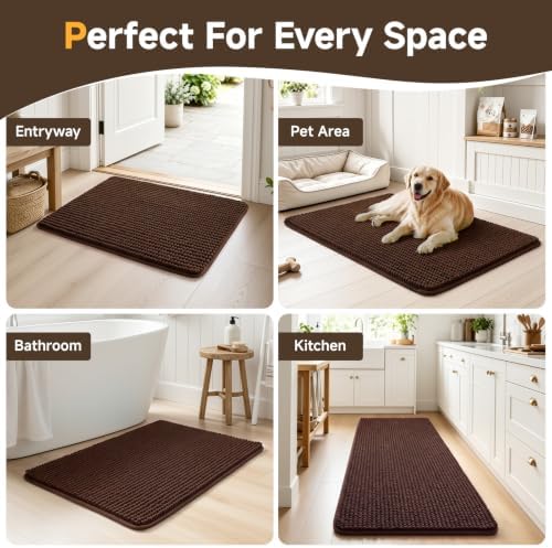 Ophanie Brown Bathroom Rugs Sets 3 Piece, Soft Chenille Bath Mat, Non Slip - Image 7