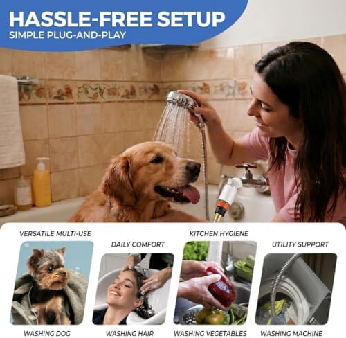 Quick Connect Faucet Attachment:Dog Bath, 6.6 Foot Hose. No Install. - Image 5