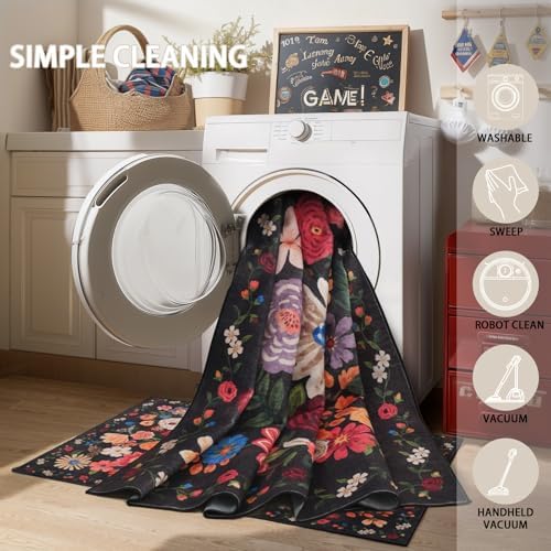Black Washable 2x3 Entry Rug, Small Rugs - Image 6
