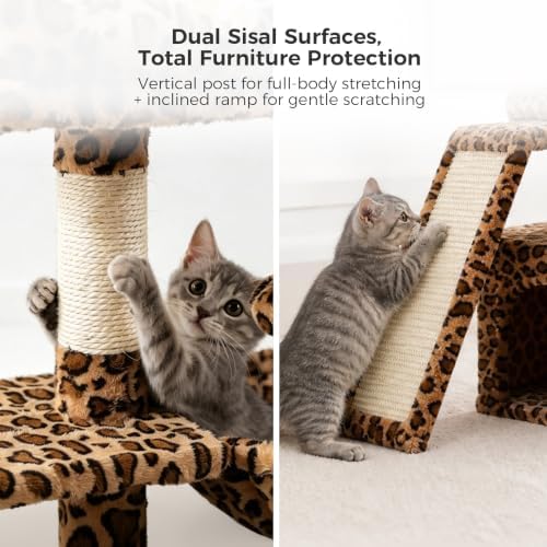 PETEPELA Leopard Cat Tree for Kittens & Small Cats, 32in Cat Tower - Image 7