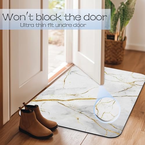 Platinum Marble Bathroom Rug 29.5"x17", Quick-Drying Super Absorbent Diatomite - Image 7