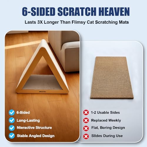 3 Pack Cardboard Cat Scratcher & Scratch Pad, Buildable Triangle Cat House w/ - Image 7