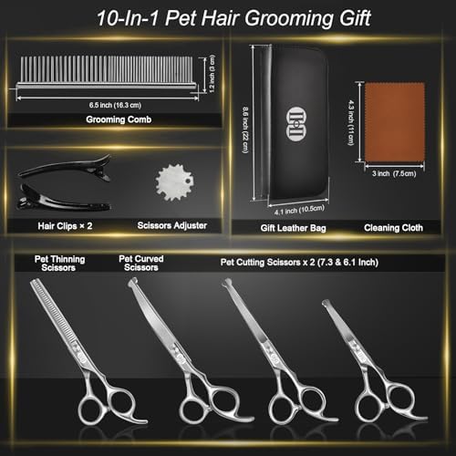 CIICII Dog Grooming Scissors Kit, 7 Inch Safety Pet Cat Shears Set - Image 7