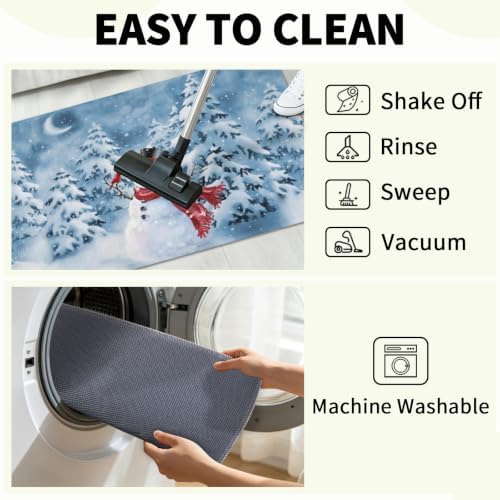 Giwawa Blue Snowman Bath Rug Winter Pine Tree Absorbent Front Door Mat 20x32 - Image 7