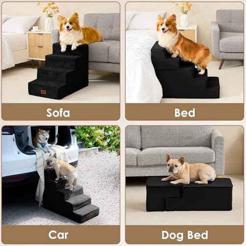 EHEYCIGA Dog Stairs for High Bed 22.5" H, 5-Step Dog Steps - Image 7