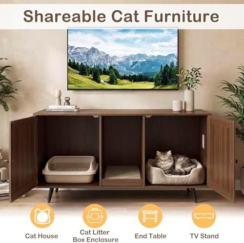 Tangkula Double Cat Litter Box Enclosure - Image 7