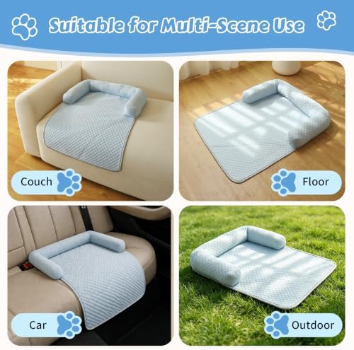 Cooling Pet Bed Mats with Neck & Head Support, 31.5 x 23.62 inch Blue - Image 6
