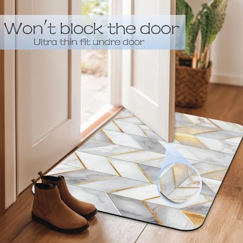 Bathroom Rug Gold Geometric Lines Bath Mat - Image 7