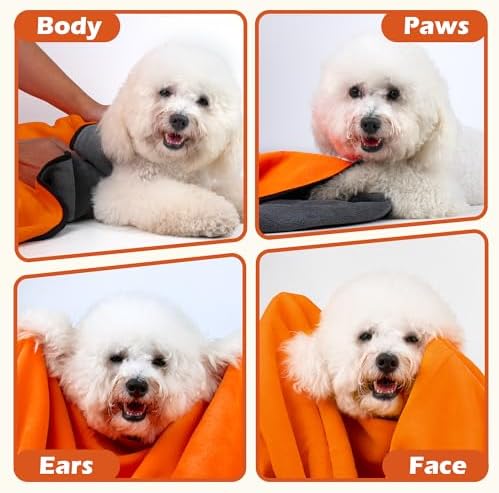 MICOOYO Dog Towels for Drying Dogs 3 Pack, Ultra Absorbent Microfiber Pet Bath - Image 6