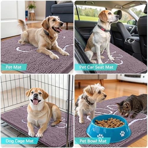 OLANLY Dog Door Mat for Muddy Paws 30x20, Paw Print Design Chenille Mud Mat - Image 7